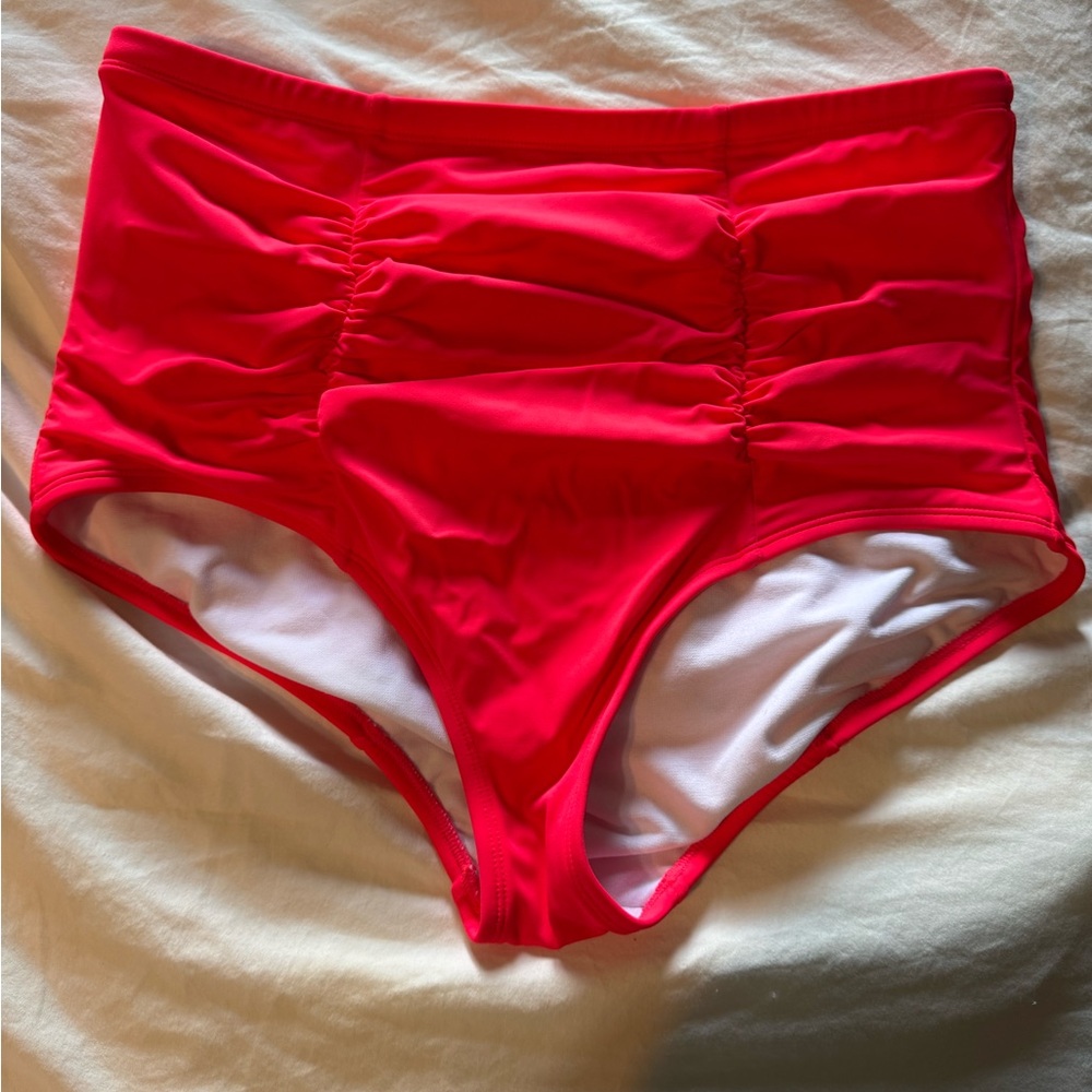 Torrid neon coral bathing suit bottoms - high waisted